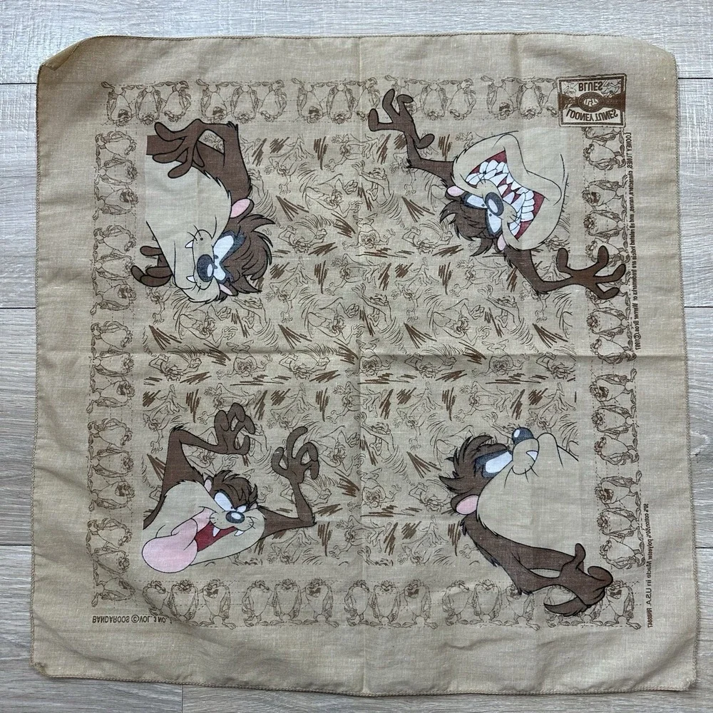 Vintage 1997 Disney Loony‎ Tunes Taz Tasmanian Devil Bandanda Bandaroos TAN